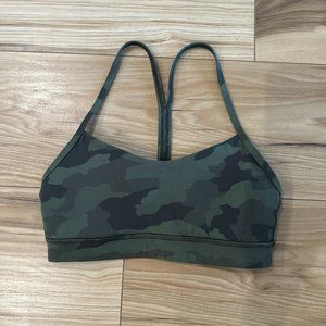 Lululemon Flow Y Bra Nulu - Green Camo - Size 4